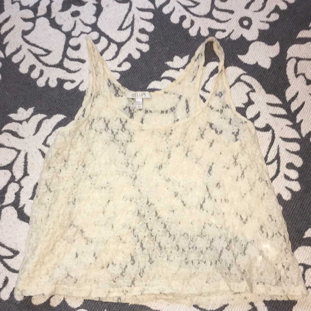 Cream Delia’s See Thru Lacey Crop Top